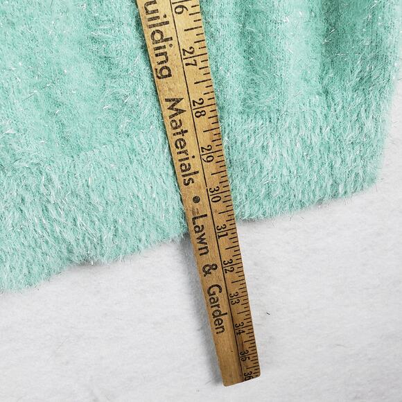 Lane Bryant Women's 18/20 Eyelash Tinsle Pullover Sweater Aqua Blue Metallic - Picture 6 of 8